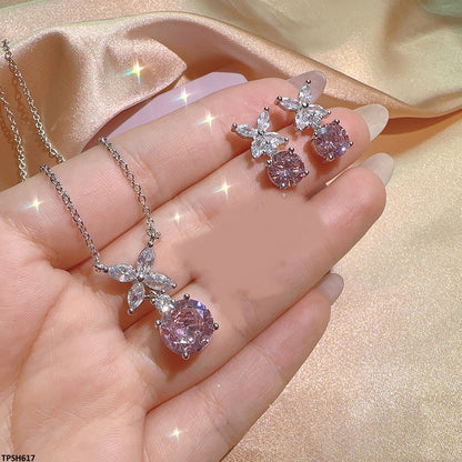 TPSH617 KYC Marquise Round Drop ZIRCON Pendant Set