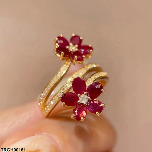TRGH00161 CJD Double Flower Ring Adjustable - TRGH