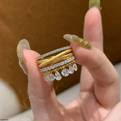 TRGH00183 GWH Tear Drop ZIRCON Adjustable Ring - TRGH