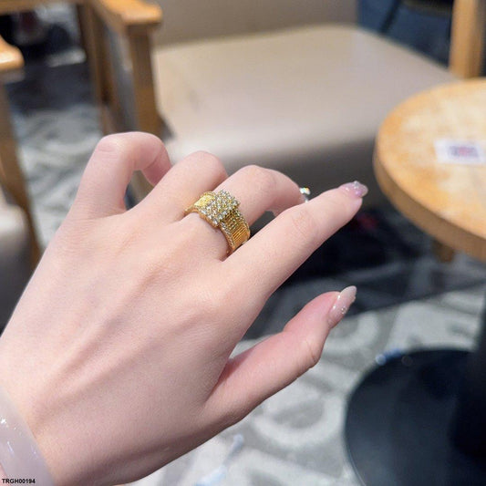 TRGH00194 CJD Pave & Ribbed Ring Adjustable - TRGH