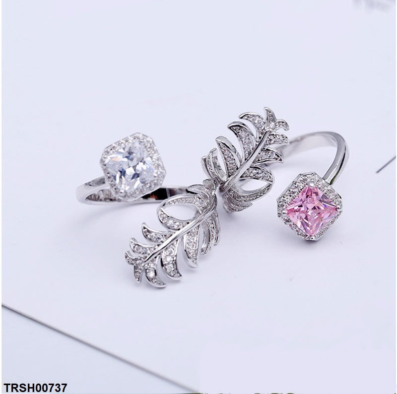 TRSH00737 CJD Leaf & Cushion Ring Adjustable