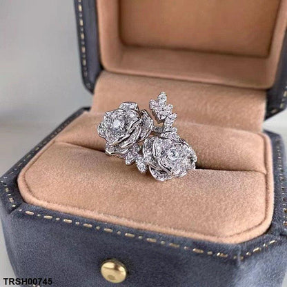 TRSH00745 CJD Doube Flower Ring Adjustable - TRSH