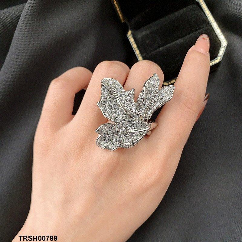 TRSH00789 KYC Imp Leaf ZIRCON Ring Adjustable - TRSH