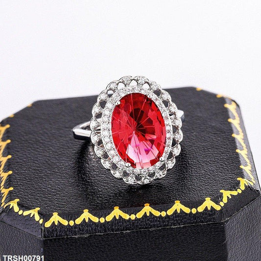 TRSH00791 KYC Redish Oval Stone Ring - TRSH