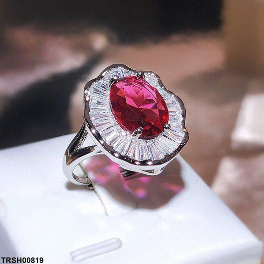 TRSH00819 KYC Oval Cocktail ZIRCON Ring Adjustable - TRSH