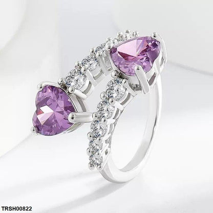 TRSH00822 BLX Round Heart Stone Ring Adjustable - TRSH