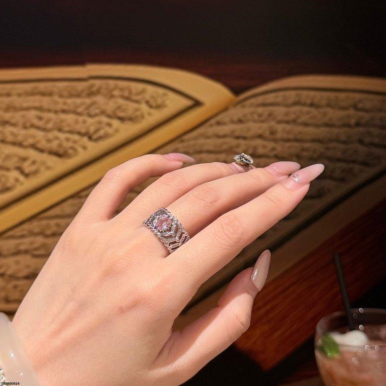 TRSH00924 CJD Oval Pink Stone Zircon Ring Adjustable - TRSH