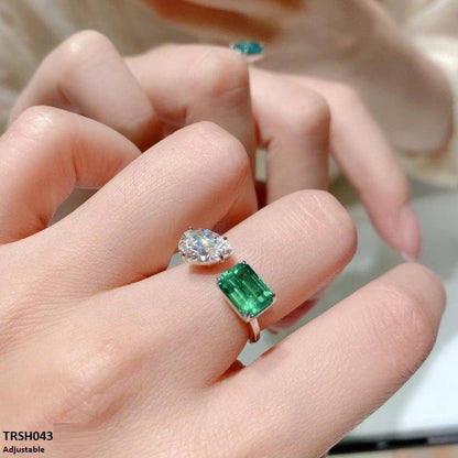 TRSH043 KRL Pear & Rectangle Adjustable Ring