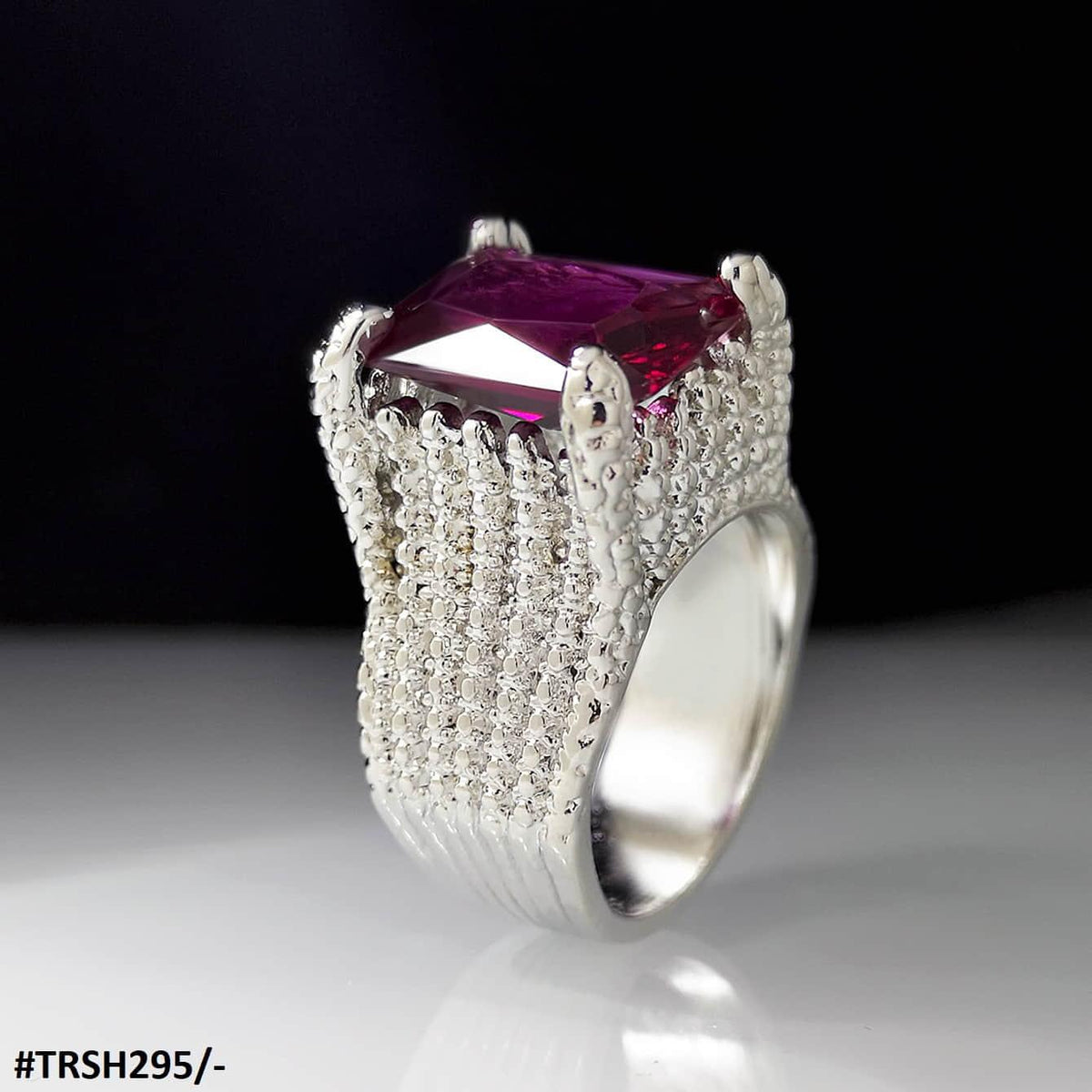 TRSH295 KYC Redish Cathedral ZIRCON Ring