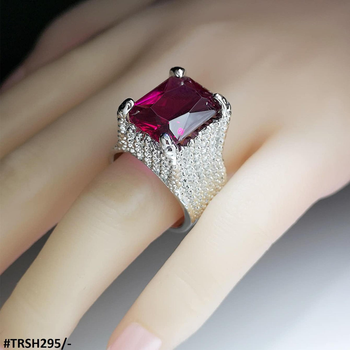 TRSH295 KYC Redish Cathedral ZIRCON Ring
