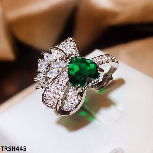 TRSH445 KYC Heart/Bow Adjustable ZIRCON Ring