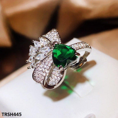 TRSH445 KYC Heart/Bow Adjustable ZIRCON Ring