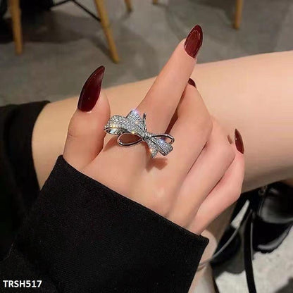 TRSH517 CJD Imp Bow Silver Ring Adjustable