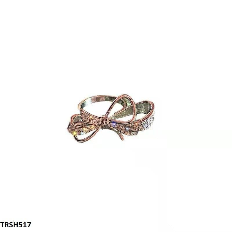 TRSH517 CJD Imp Bow Silver Ring Adjustable
