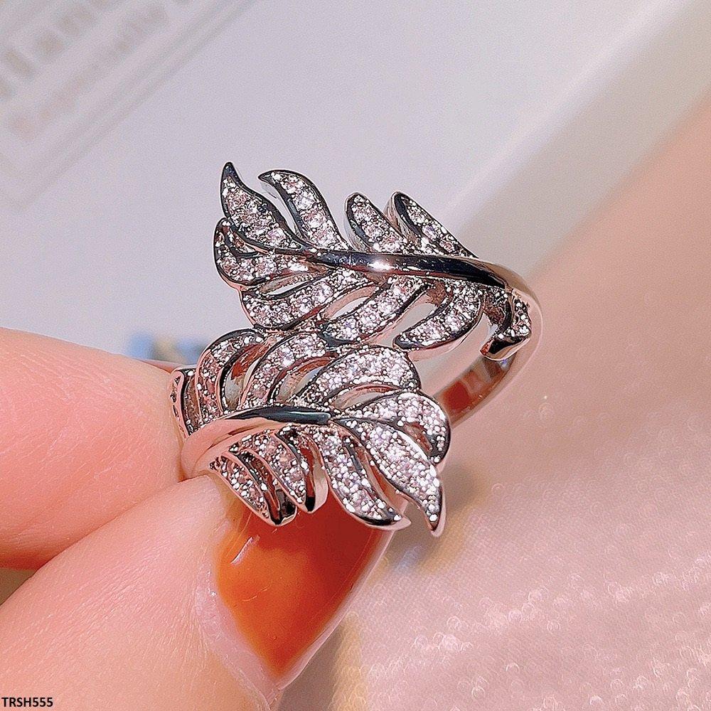 TRSH555 KYC Double Leaf ZIRCON Ring