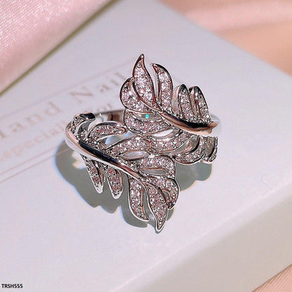 TRSH555 KYC Double Leaf ZIRCON Ring