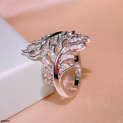 TRSH555 KYC Double Leaf ZIRCON Ring