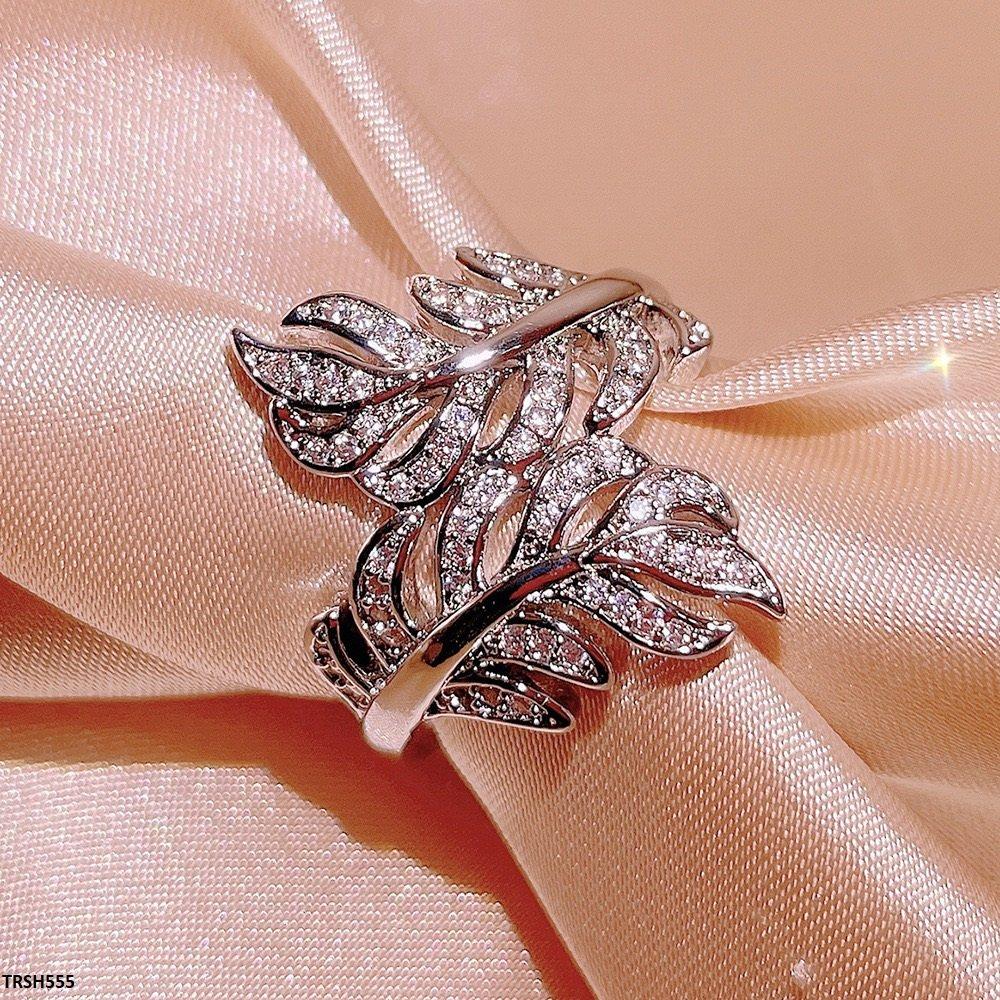 TRSH555 KYC Double Leaf ZIRCON Ring