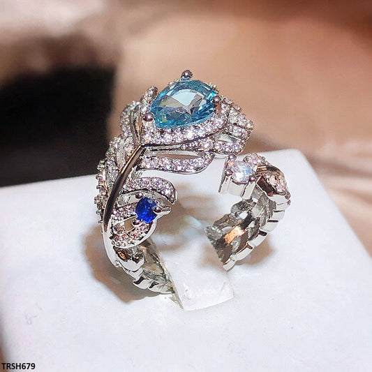 TRSH679 KYC Tear Stone/Leaf ZIRCON Ring Adjustable
