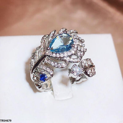 TRSH679 KYC Tear Stone/Leaf ZIRCON Ring Adjustable
