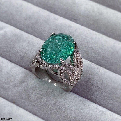 TRSH687 KYC Oval Stone ZIRCON Ring
