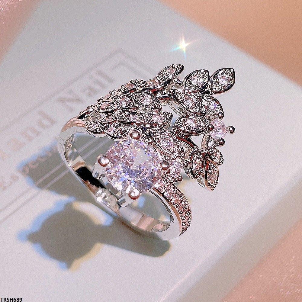 TRSH689 KYC Leaf Oval Stone ZIRCON Ring