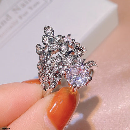 TRSH689 KYC Leaf Oval Stone ZIRCON Ring