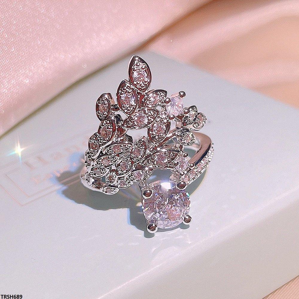 TRSH689 KYC Leaf Oval Stone ZIRCON Ring