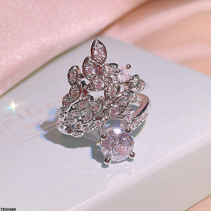 TRSH689 KYC Leaf Oval Stone ZIRCON Ring