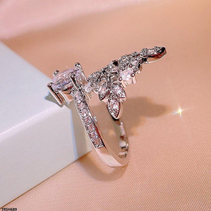 TRSH689 KYC Leaf Oval Stone ZIRCON Ring