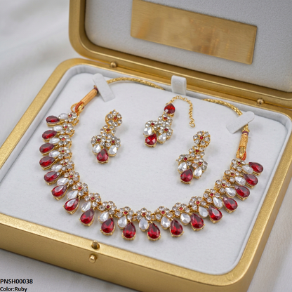 PNSH00038 FRN Flower/Tear Necklace Set - PNSH