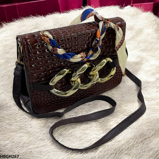 HBGH267-CYG HBGH267 CYG Silk Scarf Linked Chain Bag
