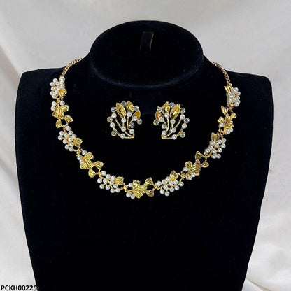 PCKH00225 SDQ Pearl Leaf Choker Set - PCKH