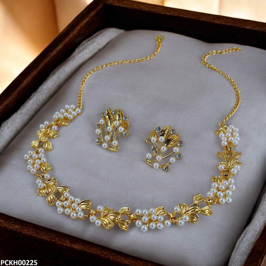 PCKH00225 SDQ Pearl Leaf Choker Set - PCKH