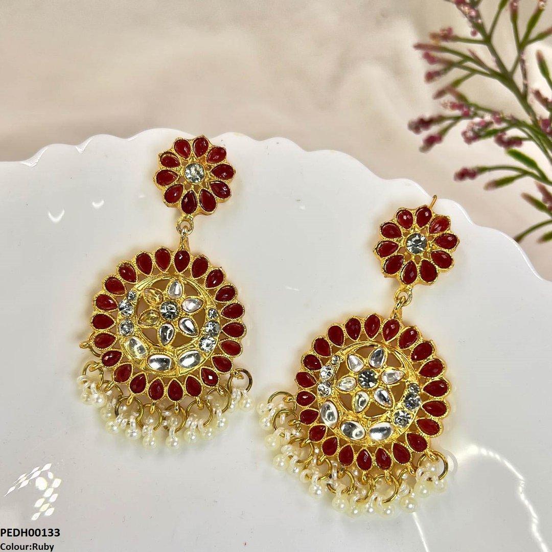 PEDH00133 FRN Moon/Star Pearl Drop Earrings - PEDH
