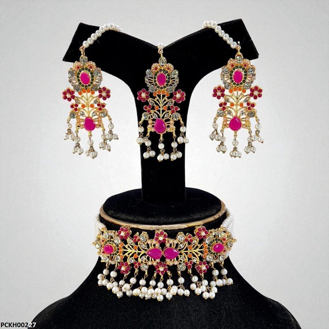 PCKH00227 SDQ Flower Chokar set - PCKH