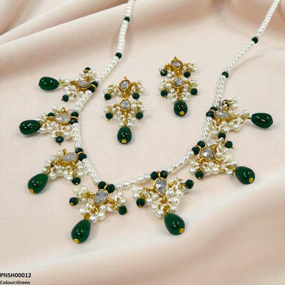 PNSH00012 SDQ Pearl Drop  Necklace Set - PNSH