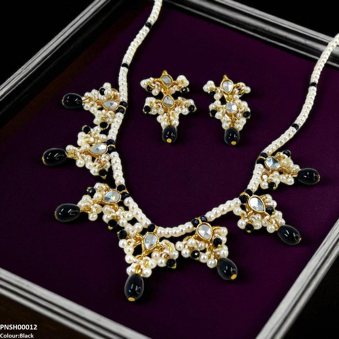 PNSH00012 SDQ Pearl Drop  Necklace Set - PNSH
