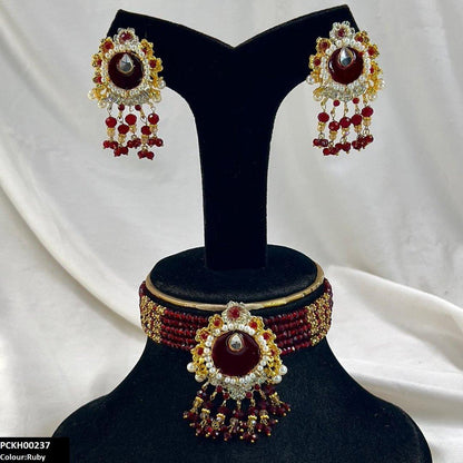 PCKH00237 SDQ Tear/Flower Neck Choker Set- PCKH