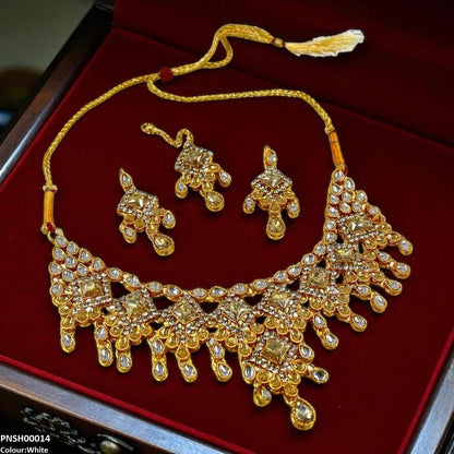 PNSH00014 FRN Sqyare/Tear Drop Necklace Set - PNSH