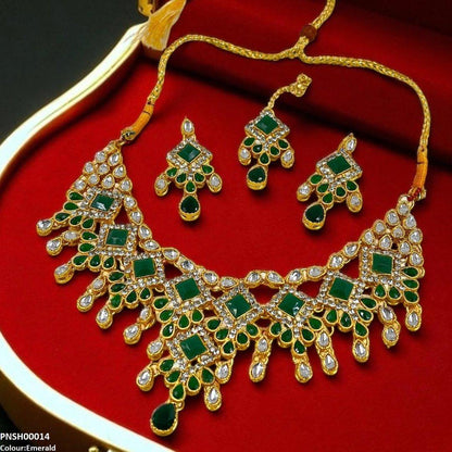 PNSH00014 FRN Sqyare/Tear Drop Necklace Set - PNSH