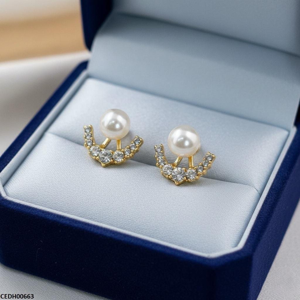 CEDH00663 SDQ Round Pearl Earrings - CEDH