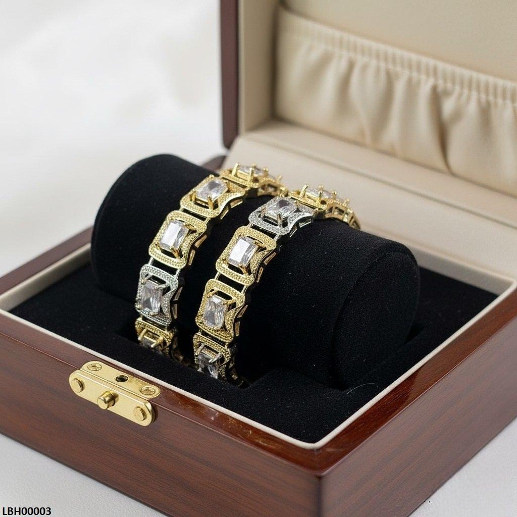 LBH00003 ANI Rectangle Stone Bangle Set - LBH