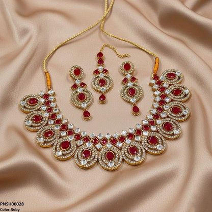 PNSH00028 FRN Oval/Square Necklace Set - PNSH