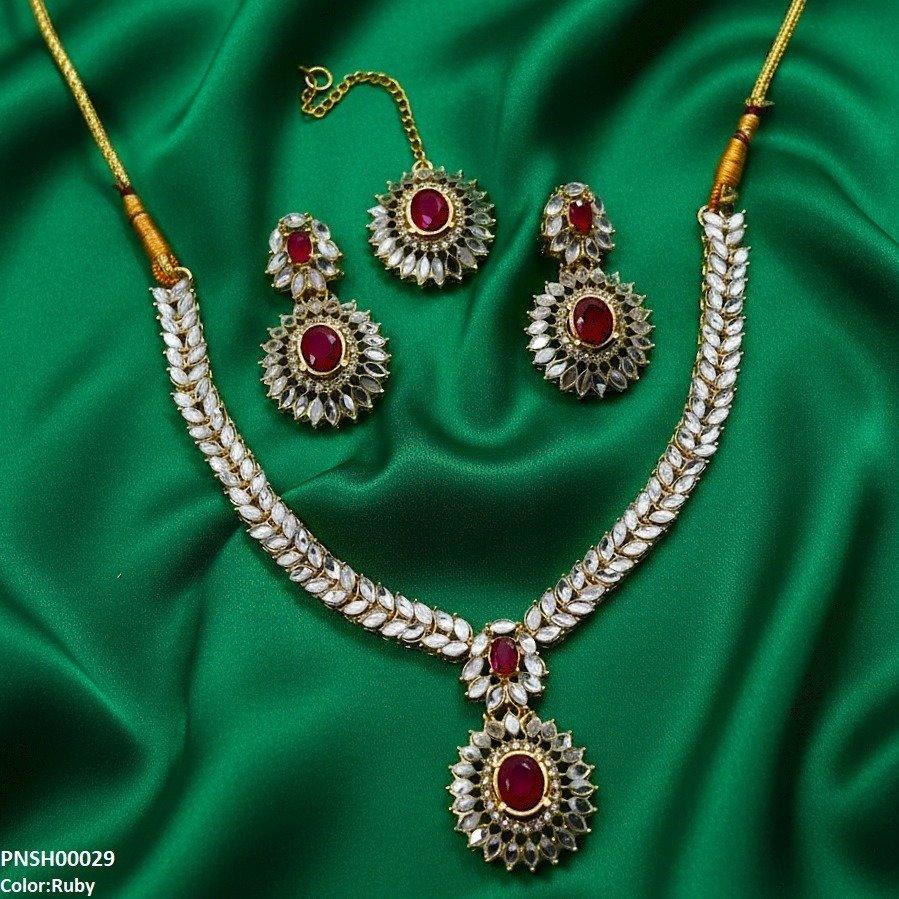 PNSH00029 FRN Marquise  Flower Drop Necklace Set - PNSH