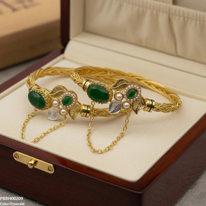 PBRH00209 MZM Oval Leaf Bangle Set - PBRH