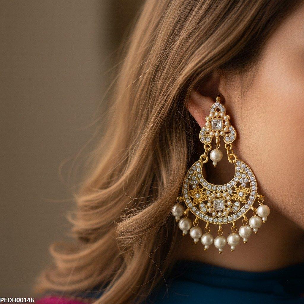 PEDH00146 MZM Moon Drop Earrings - PEDH