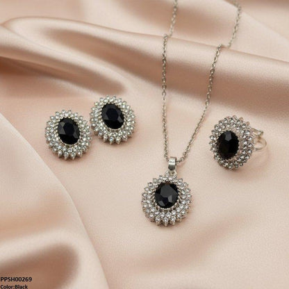 PPSH00269 SDQ Oval Stone Pendant Set - PPSH