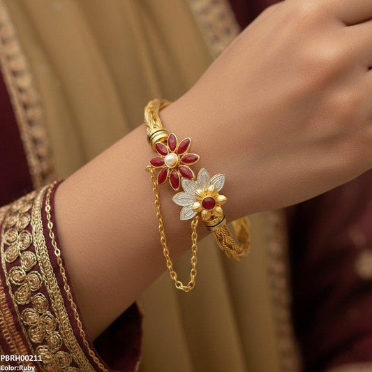 PBRH00211 MZM Flower Bangles Set Adjustable - PBRH