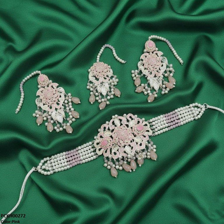 PCKH00272 SDQ Tear Flower Pearl Choker Set - PCKH
